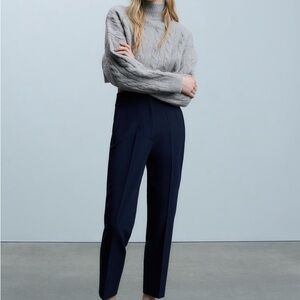 ZARA Navy High Waist Trousers